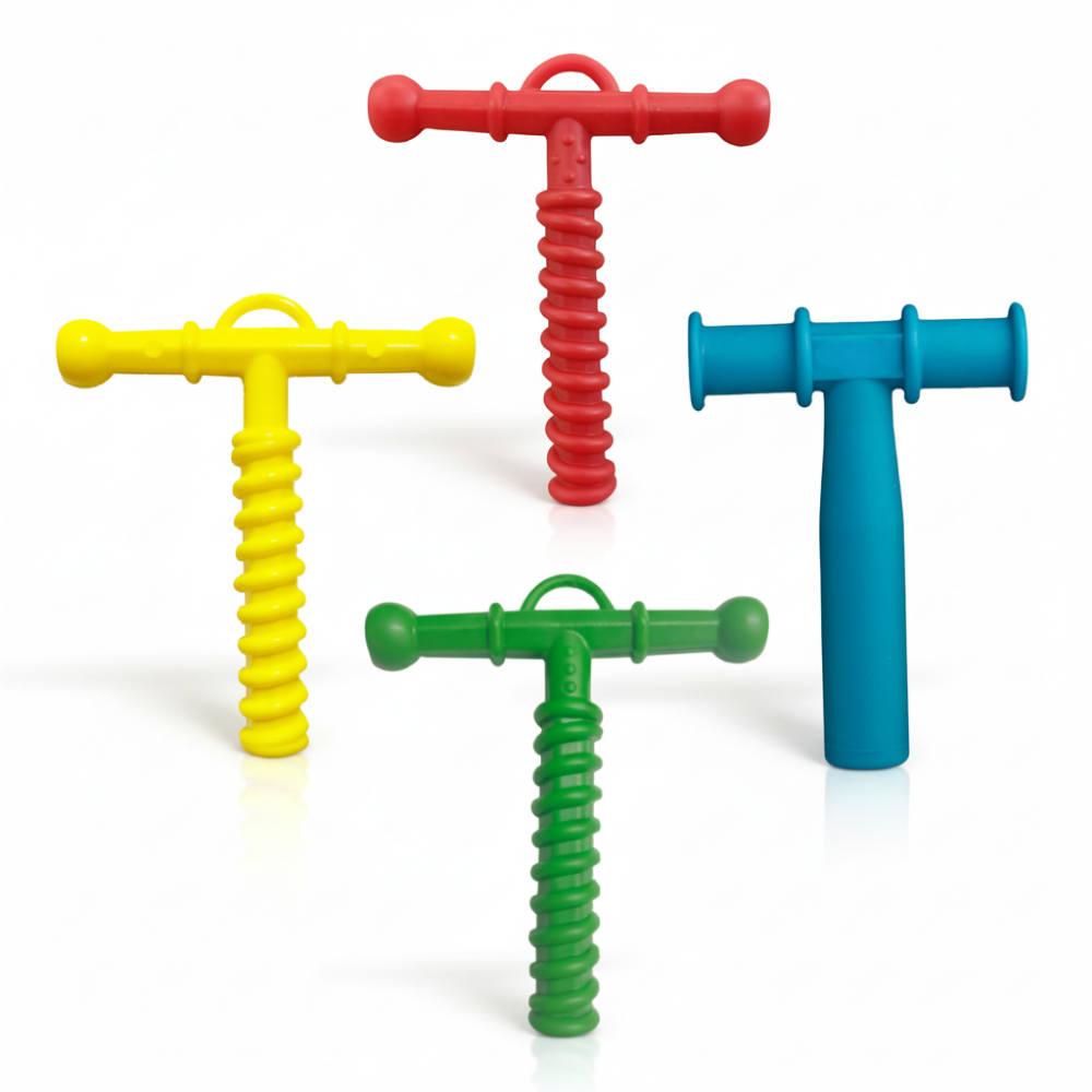 Chewy Tube Combo – Yellow, Red, Green (Spiral) & Blue (Plain) | Pack of 4