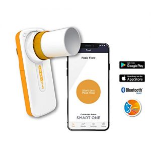 Smartone Digital Spirometer Peak Flow Meter (PEF) & FEV1 by mir with free Mobile APP & reusable mouthpiece Doctors most recommended spirometer for home post covid us fda & ce approved for asthma copd and breathing problems at best price in india