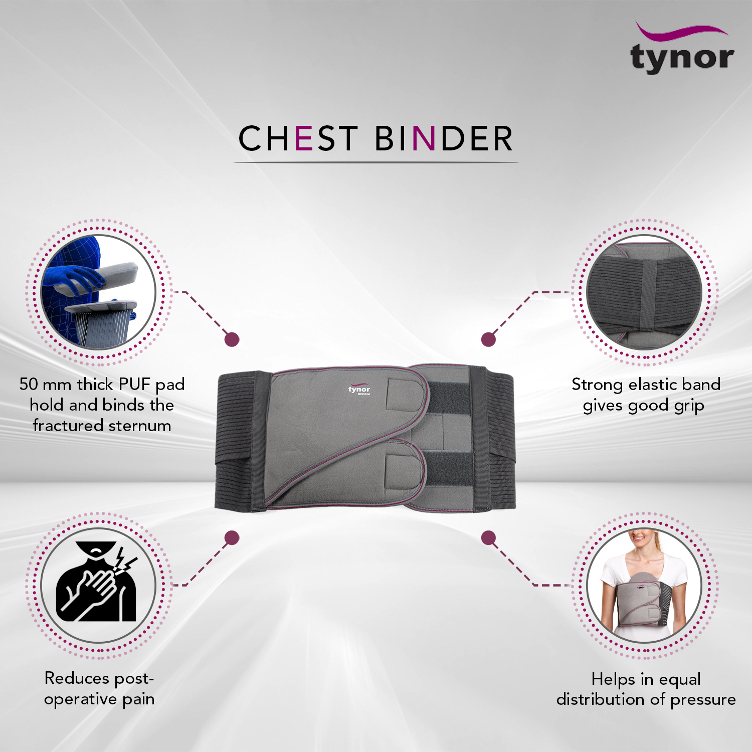 Tynor Chest Binder (Size S,M,L,XL,XXL) BArm Medical