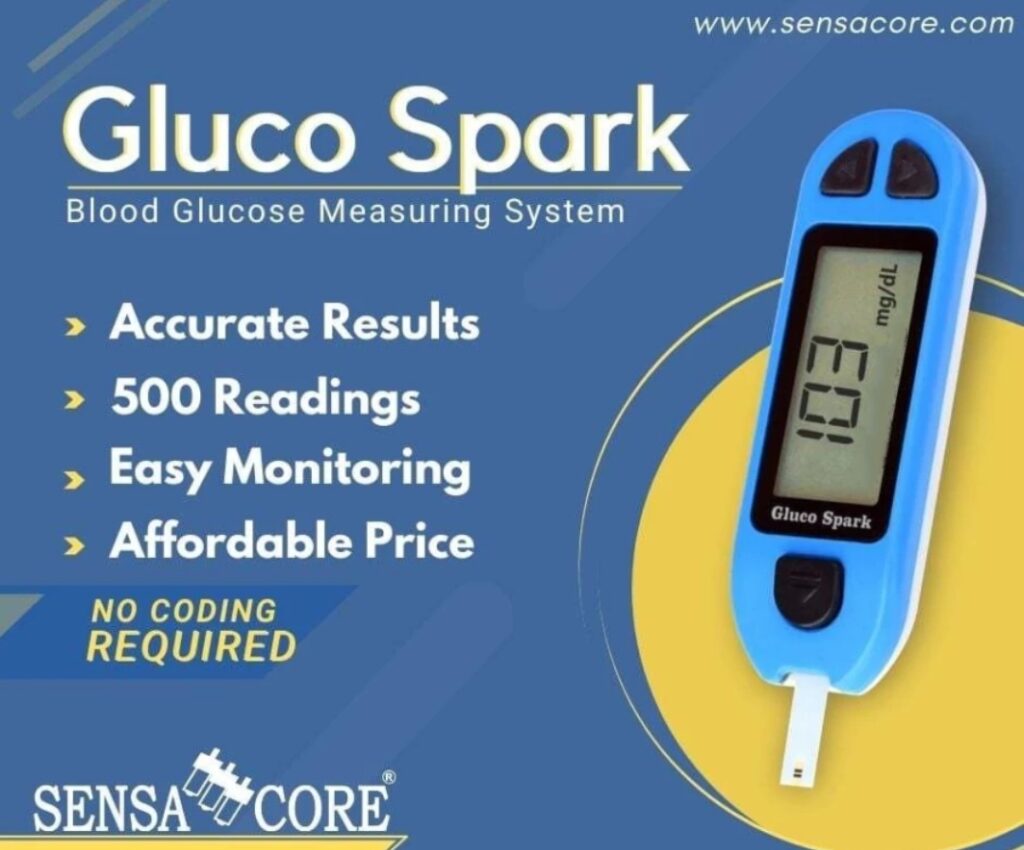 Gluco Spark With 50 Strips and 25 lancets for Blood sugar level monitoring BArm