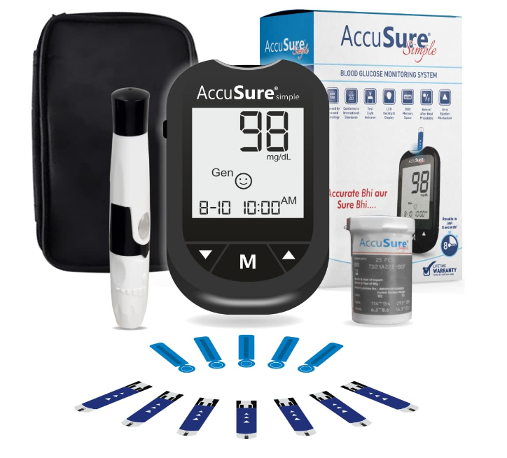 AccuSure Instant Digital Simple Glucometer Kit | B-Arm Medical